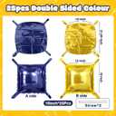 NISOCY 25PCS Blue Gold Square Foil Balloons Wall Backdrop Double Sided Navy Blue Gold Balloons Arch Kit for Birthday Graduation Baby Shower Wedding Anniversary Party Decorations