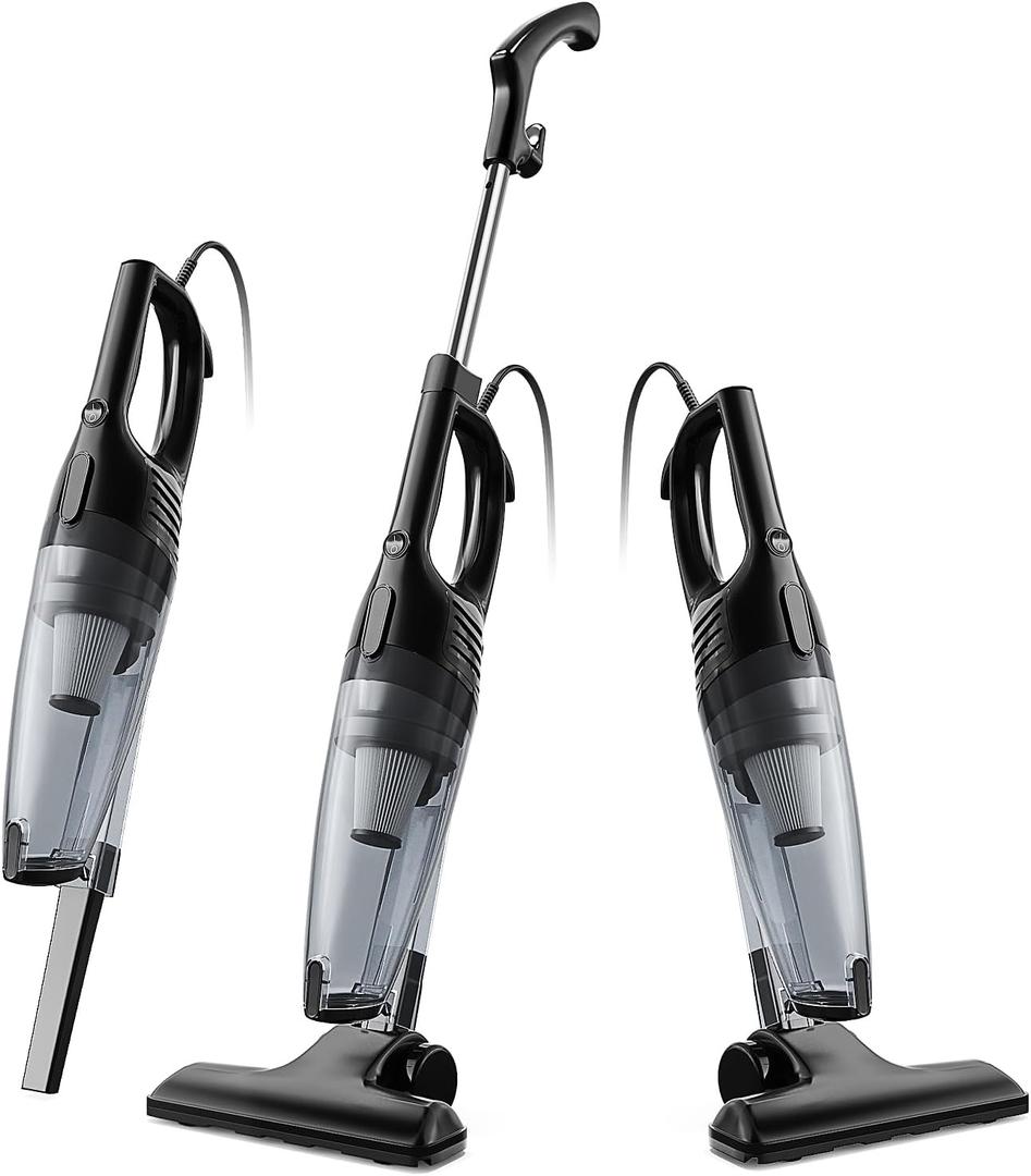 Avvnee Corded Stick Vacuum Cleaner, 15000Pa Powerful Suction, Lightweight 3 lbs for Pet Hair & Hard Floors, Long 16.7ft Cord, 1L Dust Cup & Crevice Tool Included, Black