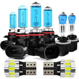 Light Bulbs Fit For Nissan Titan 2004-2015, High Performance Halogen Headlight Bulb And License Plate Lights Combo, 9005 9006 880 High Low Beam Fog Lights, 6000K White Light, Pack of 8