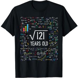 Square Root of 121 11th Birthday 11 Year Old Gifts Math Bday T-Shirt Small