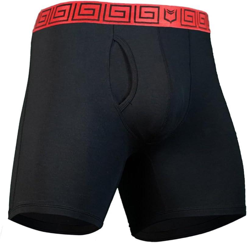 SHEATH Mens Underwear with Pouch 4.0 Men's Modal Dual Pouch Boxer Briefs Underwear (XL 40-42, Black/Red)