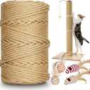 262 ft/80 m Sisal Rope for Cat Scratcher, 1/4 inch/ 6 mm Thick Twine for Cat Scratching Post Cat Tree Replacements DIY Craft Projects, Jute Hemp Rope with 4 Random Colors Cat Toys