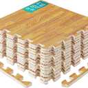 Yes4All EVA Interlocking Mats, Puzzle Floor Tiles, Foam Floor Padding with Border for Furniture, Home Space, Living Room, Garage 11 SQFT (A. Oak Wood Light)