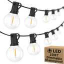Bosceos 150FT Outdoor G40 LED Globe String Lights Dimmable Waterproof Shatterproof Light Strings with 75 Bulbs Connectable Commercial Hanging Lights for Christmas Patio House Backyard Balcony Party (150FT-Warm White, Black)