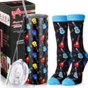 Umigy 2 Pcs Music Gifts for Men 20 oz Stainless Steel Guitar Tumbler and Socks Musical Graduation Gift End of Year Teacher Gifts for Guitar Lover Musician Team Men Women Birthday