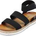 DREAM PAIRS Womens Open Toe Ankle Strap Espadrille Flatform Platform Wedge Sandals (6.5, Black)