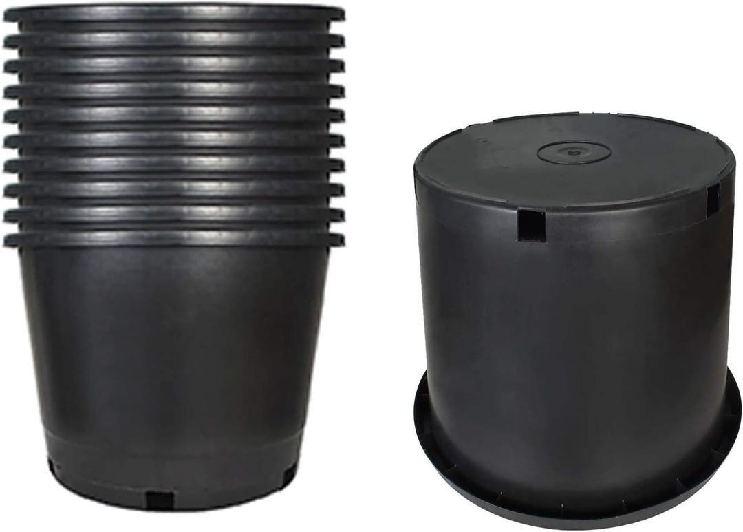10-Pack 15 Gallon Premium Black Nursery Pot Plant Container Garden Planter Pots (15 Gallon)