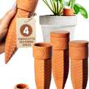 4pc Olla Watering Spikes For Plant Watering With Lids - Automatic Terracotta Self Watering Spikes For Indoor Plants & Outdoor - Terracotta Watering Spikes For 8" Pots Or Larger Water Plants While Away
