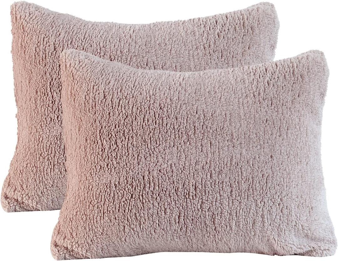 Reafort New Ultra Soft Sherpa Pillowcases Pillow Covers Standard Size 20"x26" Pack of 2 with Zipper Closure (Taupe, 20x26 Standard Sham) (20x26 Standard Sham, Taupe)