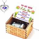 Mom Gifts Music Box to Mom Hand Crank Vintage Engraved Wooden Musical Box Personalizable Gifts for Christmas/Birthday/Wedding