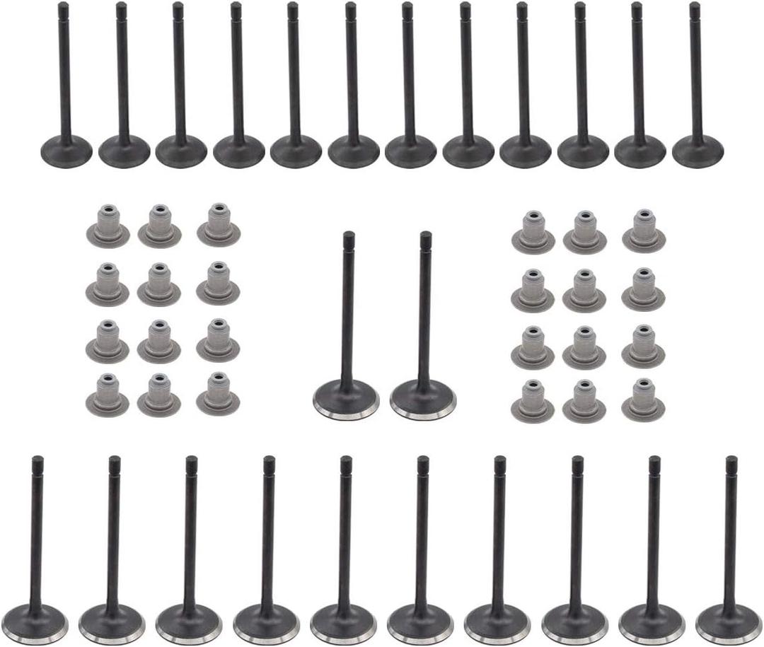 NewYall Pack of 12 Engine Intake 12 Exhaust Valve with 24 Stem Seals for Buick Enclave LaCrosse Rendezvous Cadillac STS CTS SRX Chevrolet Camaro Equinox GMC Acadia Malibu Pontiac Torrent Saturn Vue