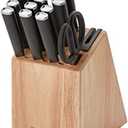KitchenAid Classic 15 Piece Knife Block Set with Built in Knife Sharpener, High Carbon Japanese Stainless Steel Kitchen Knives, Sharp Kitchen Knife Set with Block, Rubberwood