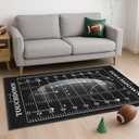 Football Rug for Bedroom,6'x9' Football Field Rugs with Non-Slip Backing,Sports Area Rug for Living Room and Game Room Decor