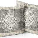 Snycler Boho Throw Pillow Covers 18x18 inch Set of 2 Bohemian Carpet Throw Pillows for Couch Beige&Grey Decorative Pillow Cases Farmhouse Home Decor for Sofa Porch Patio Bed Room Outdoor