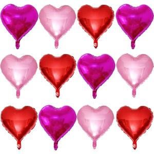 Red Heart Shaped balloons Pack of 12, 18 Inch Hot Pink Love Valentine Balloons Pink Heart Romantic Balloons For Valentines Day Propose Marriage Wedding Bridal Shower Engagement Party Decorations