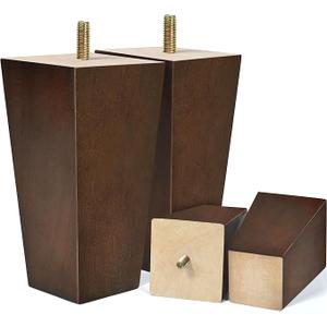 AORYVIC 5 inch Sofa Legs Wood Furniture Legs Pack of 4 Pyramid Couch Legs MidCentury Modern Brown Replacement Legs, 5 inch (4pcs) Standard (With hanger bolt)