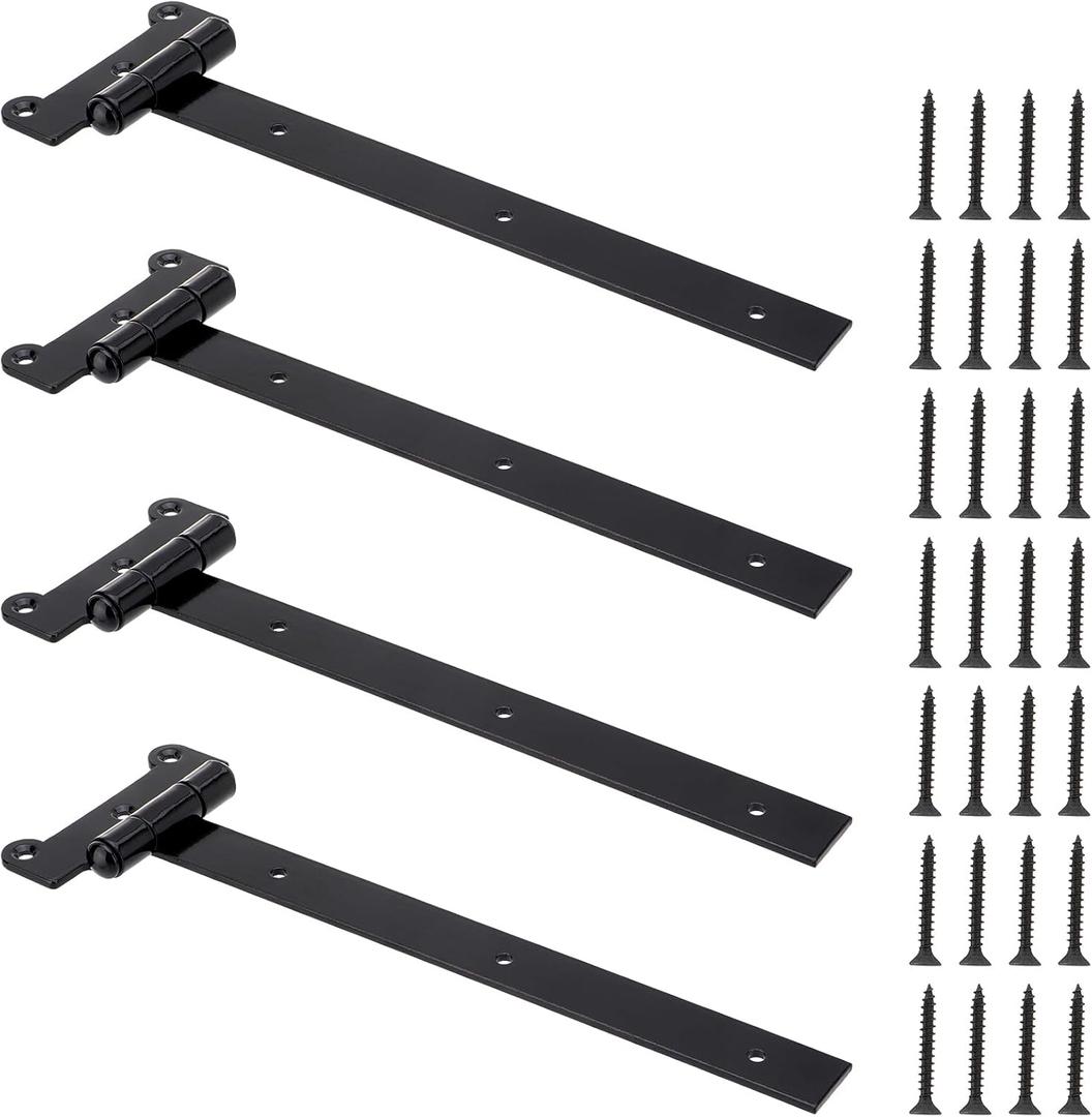 SPARKWHIZ Gate Hinges Heavy Duty Door Hinges 24 inch with 28 Mounting Screws for Gates, Barns, Sheds, Cabinets, Black Coating for Rust and Corrosion Prevention, 4 Pack