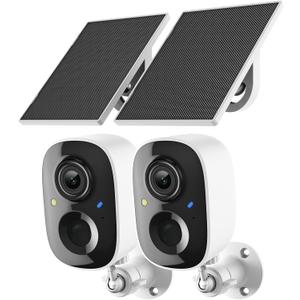2K Security Camera Wireless Outdoor,Solar Powered WiFi Cameras for Home Security with Motion Detection,Color Night Vision(Spotlight),Instant Alert,2-Way Audio,Siren&SD/Cloud Storage,IP65,2.4GHz,2 Pack