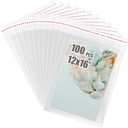 Egofine Self Sealing Cellophane Bags 100 PCS Clear Resealable Sleeves Bags for 12x16 Photo Mats (Bag Size: 12.01x16.02 inches for 12x16 Mats)
