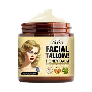 Tallow and Honey Balm - Beef Tallow for Skin 4OZ, 2025 Natural Tallow Face Moisturizer for Cracked, Dry Skin, Organic Hydrating Deeply Moisturizing Beef Tallow Cream for Face & Body Skin Care (yellow)