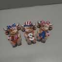 Bucherry 3 Pcs Patriotic USA Highland Cow Figurines 4th of July Independence Day Highland Cow Gnomes Statues 250th Anniversary Decor for Home Tiered Tray Table Farmhouse Rustic Calf Gifts