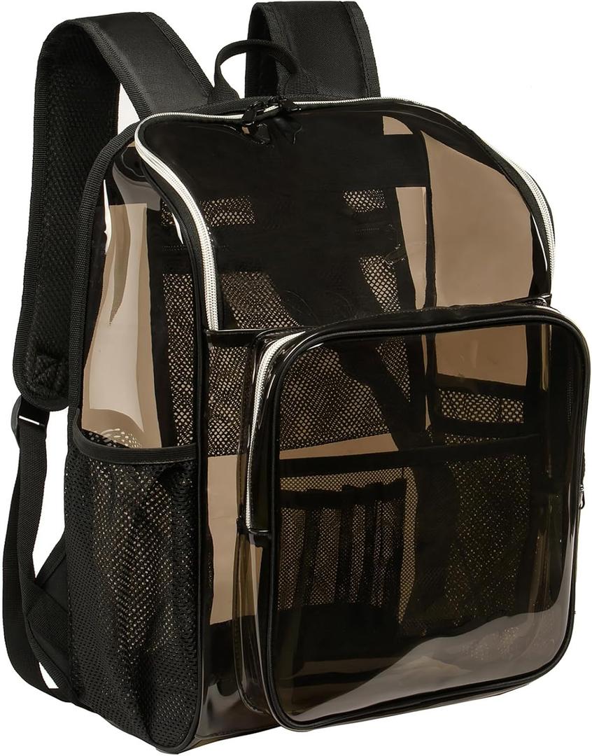 Clear Backpacks for School Large Clear Bookbag with Multi-Pockets PVC Transparent Backpack for College, Amber