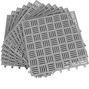 12 Pack 12" x 12" Non-Slip Drainage Mats, Soft PVC Splicing Modular Cushion Mat, Rubber Floor Interlocking Mat for Pool Shower Bath Kitchen Cushion Tiles Bathtub Mats - Waterproof (Gray)