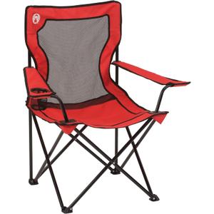 Coleman Broadband Mesh Quad Camping Chair with Carry Bag & Cup Holder, Cooling Mesh Back with Adjustable Arms, Great for Camping, Tailgating, Firepits, Patio, & More