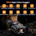 Night Vision Goggles - 5W Upgraded 4K HD IR Binoculars - 8X Digital Zoom, Rechargeable Binoculars with Camera Built in, 32GB Card to Save Photos and Videos, Flashlight (Black)