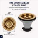 72010-CZ Champagne Bronze Sink Drain Flange and Strainer, Fit 3.5 inch Standard Kitchen Sink and 1.5 inch Pipe, Champagne Gold Brushed 304 Stainless Steel, Replace Delta Faucet Champagne Bronze