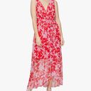 S.L. Fashions Women's Sleeveless Chiffon Wrap Dress with Cascade Ruffle, Perfect for Spring/Summer, Casual Or Wedding Guest Size 6