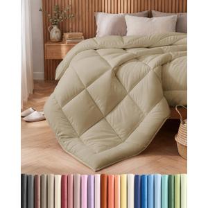 King Size, Beige Alternative Down Comforter - Warm, Lightweight & Breathable Hotel Quality Bedding Set for Men, Women, Kids and Teens - All Season Oversized Cooling Microfiber Duvet Insert Comforter