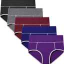 POKARLA Womens Cotton Underwear High Waist Full Coverage Briefs Soft Breathable Postpartum Panties Stretch Underpants (Large, Multicolored-04-5pack)