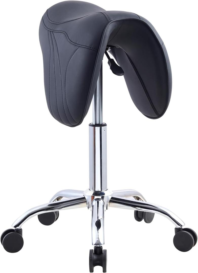 Saddle Stool with Wheels, Salon Stool Chair for Hair Stylist, 20 inches