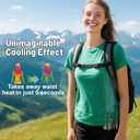 Portable Waist Fan 4000mAh Rechargeable, 3 Speeds Strong Turbo Airflow Hands-Free Clip Belt Fans With LED Flashlight, 24H Cooling Personal Wearable for Outdoor, Traveling, Camping, Gift for Men, Green