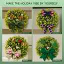 Summer Wreaths for Front Door 15" Artificial Boxwood Wreath Spring Door Wreath for Farmhouse Wedding Festival All Season Home Decor