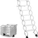 7 Steps Wall Mounted Folding Ladder, Indoor and Outdoor Step Ladders, Retractable Folding Stairs, Portable Camping Staircase, Pull-Down System Attic Ladder, for RV, Storehouse (White, 7 Steps)