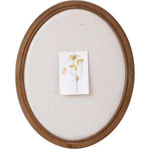 SOFE Oval Framed Linen Bulletin Board, Unique Fabric Pin Boards for Walls, 21 x 17 Inches Hanging Vision Board, Message Display Notice Memory Board for Office Home and School with Pins, 17.3" x 21.4"
