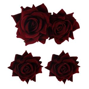 3 Pcs Rose Flower Hair Clip Rose Brooch Flamenco Dancer Hairpin Mexican Hair Accessories for Woman Girls Wedding Party Mother's Day Halloween Costume  (Dark Red)