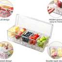 Large Chilled Condiment Caddy,Stackable Chilled Condiment Containers Server with Lids for 5 Removable Compartments (5 Containers, 1 pack)