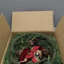 28 Inch Real Touch Norfolk Pine Christmas Wreath with Pine Cones, Bells & Bow  Double Ring Winter Wreath for Front Door, Porch, Wall & All-Season Home Dcor