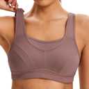 ZeroBound Women's Sports Bra High Impact Large Bust Full Coverage Workout Bras Adjustable Wirefree NO Padded Bra (48C, Amber)