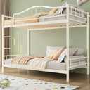 Garvee Metal Bunk Bed Twin Over Twin, Bunk Bed Frames with Guard Rails | Bunk bed with safety guardrail & ladder, supports 400 LB, space-saving, noise free, no box spring needed, easy assemble