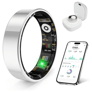 Smart Health Ring, Featuring Stress and Sleep Monitoring Functions, Compatible with iOS and Android,Waterproof Fitness Tracker for Women & Men, No Subscription Fee. (Silver, 9)