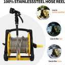 Retractable Garden Hose Reel, Heavy Duty Stainless Steel Water Hose,Male to Female Fittings, Easy to Use and Store, Strong and Sturdy, Suitable for Yard and Lawn (50FT)