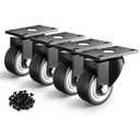 1.5 Inch Caster Wheels for Furniture, Small Casters Set of 4, Load 400lbs Swivel Plate Black Castors, Roller Wheels for Table and Workbench Cabinet Baby Bed (with Screws)