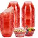 50 Pack 6oz Glitter Red Disposable Plastic Bowls ,Glitter Small Bowls for Ice Cream, Candy, Soup, Salsa, Fruit. Great for Parties Birthday Valentine Day Weddings Baby Showers Holiday Events(Red)