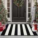FONEYI Black and White Striped Rug, 24"x36" Front Door Mat Indoor Outdoor Rugs Washable, Non Slip Absorbent Striped Layered Doormats, Fall Door Mats for Front Porch/Kitchen/Farmhouse/Entryway/Patio
