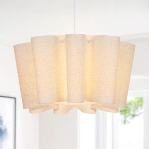 Littleglovo 15.7" Pendant Lights Kitchen Island, 1-Light Linen Petal Lampshade Dining Room Light Fixture Modern Chandeliers Hanging Pendant Lighting for Bedroom Nursery Living Room Foyer Entryway