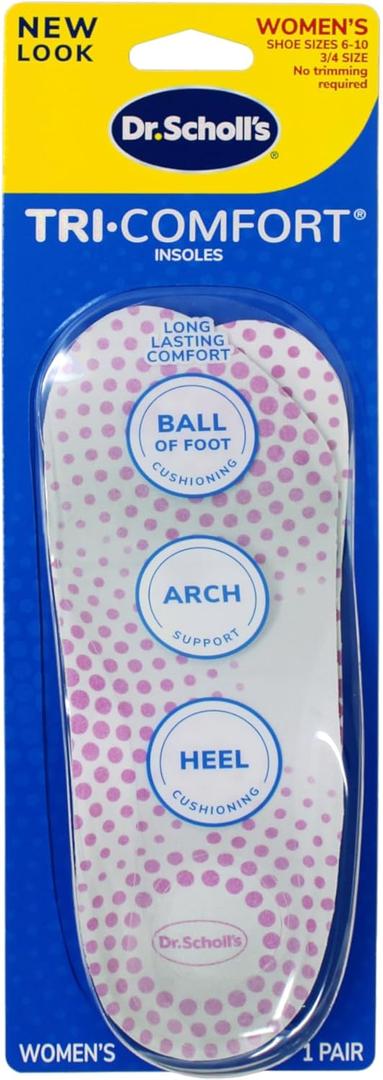 Dr. Scholl's Tri-Comfort Orthotics Inserts, Women's Size 6-10, 1-Pair Packages (Pack of 3)